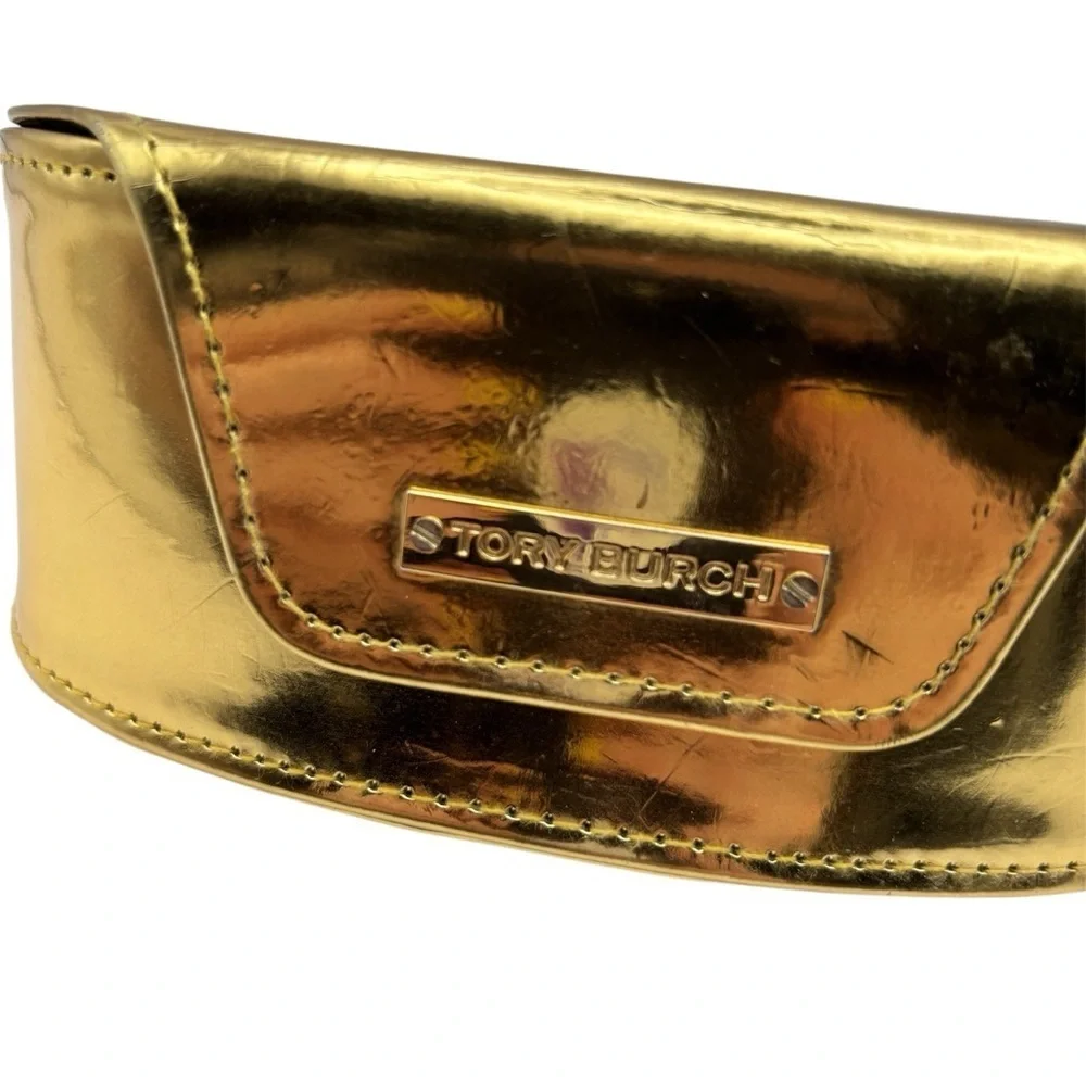 Tory Burch Gold Glasses Case with Sleek Minimalist Design